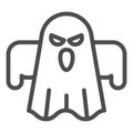 Ghost line icon. Scary night evil monster. Halloween party vector design concept, outline style pictogram on white