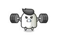 Ghost mascot cartoon with a barbell