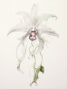 Ghost Orchid Watercolor Painting on White Background AI Generated