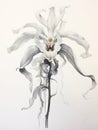 Ghost Orchid Watercolor Painting on White Background AI Generated