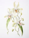 Ghost Orchid Watercolor Painting on White Background AI Generated