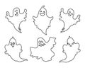 Ghost outline icons set, halloween ghosts. Festive decor elements vector Royalty Free Stock Photo