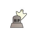 Ghost over the tombstone color gradient vector icon Royalty Free Stock Photo