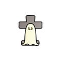 Ghost over the tombstone color gradient vector icon