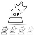 Ghost over the tombstone different shapes icon. Simple thin line, outline  of halloween icons for ui and ux, website or Royalty Free Stock Photo