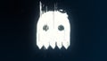 Ghost pacman glitched icon. Distorted artifacts casper halloween symbol