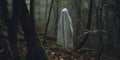 Ghost peeks out from forest , concept of Ethereal presence