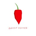 ghost pepper flat design vector illustration. Capsicum chinense ghost chili