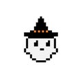 Ghost pixel wearing hat image. vector illustration
