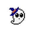 Ghost pixel wearing hat image. vector illustration