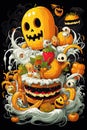 Ghost pumpkins canvas art for Halloween