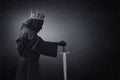 Ghost of a queen or king with medieval sword Royalty Free Stock Photo