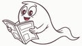 Ghost Reading Newspaper - Amusing Phantom Daily Ritual, vector design Generative AI Royalty Free Stock Photo
