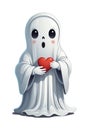 ghost with red heart artwork for lovers on white background Royalty Free Stock Photo