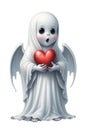 ghost with red heart artwork for lovers on white background Royalty Free Stock Photo