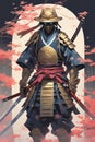 Ghost Samurai, samurai warrior bound by a ghostly curse, wearing shabby samurai armor