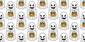 Ghost seamless pattern Halloween spooky pumpkin basket candy cartoon vector scarf isolated repeat wallpaper tile background devil