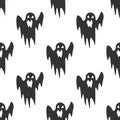 Ghost seamless pattern on a white background. Black icons Halloween Flat design Vector Royalty Free Stock Photo