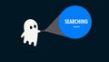 Ghost searching for something with his flashlight. Vector illustration concept Royalty Free Stock Photo