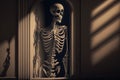 ghost skeleton hiding in the shadows, peeking around the corner Royalty Free Stock Photo