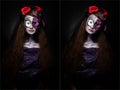 Ghost Fashion make up Woman halloween background empty copy space