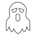 Ghost thin line icon, halloween concept, spirit sign on white background, spooky costume for halloween icon in outline