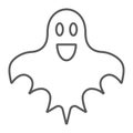 Ghost thin line icon, halloween and horror, spirit sign, vector graphics, a linear pattern on a white background.