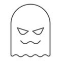 Ghost thin line icon, horror and character, horror sign, vector graphics, a linear pattern on a white background.