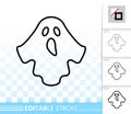 Halloween ghost simple black line vector icon