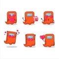 Ghost among us orange cartoon character with love cute emoticon Royalty Free Stock Photo