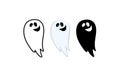 Ghost vector character poster for Halloween party invitation, trick and treat fabric, scary ghost event greeting card