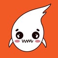 Ghost vector icon. The flying spirit is upset. A sad phantom. Tragic poltergeist. Funny monster. Isolated illustration for