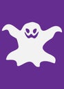 Ghost Vector Illustration. Happy Halloween, Scary gray ghost. Cute cartoon spooky character. Purple background Royalty Free Stock Photo