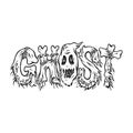 Ghost word scary lettering creepy typeface illustrations monochrome