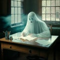 Ghost writer writing a novel at desk