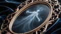 Ghostly apparition reflected in an ornate oval mirror. Royalty Free Stock Photo