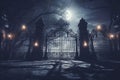 Ghostly Cemetery Gates Shadows Shadows cast on Royalty Free Stock Photo