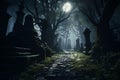 Ghostly Cemetery Path Shadows Shadows cast on a