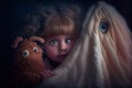 Ghostly Encounters: A Tale of Two Buddies and a Pale Blue-Faced Little Girl Royalty Free Stock Photo