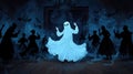 A ghostly figure dancing among shadows in a dark mysterious setting Royalty Free Stock Photo
