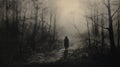 Ghostly Figure: Dark And Moody Pencil Drawing Of A Wandering Mist Royalty Free Stock Photo