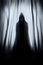 Ghost silhouette in haunted forest on Halloween Royalty Free Stock Photo