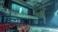 Ghostly Figure on Stage in Abandoned Theater Royalty Free Stock Photo