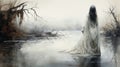 Ghostly Girl: A Haunting Painting Of A Revenant By The Water