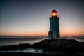 The ghostly glow of an abandoned lighthouse at dusk Royalty Free Stock Photo