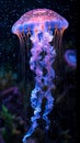 The ghostly glow of a jellyfish deep underwater
