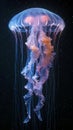 The ghostly glow of a jellyfish deep underwater