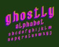 Ghostly isolated english alphabet. Pink vibrating font