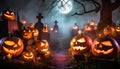 The ghostly jack-o-lanterns from the cemetery Royalty Free Stock Photo