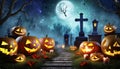 The ghostly jack-o-lanterns from the cemetery Royalty Free Stock Photo